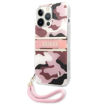 Guess GUHCP13XKCABPI iPhone 13 Pro Max 6,7" różowy/růžové pevné pouzdro Camo Strap Collection