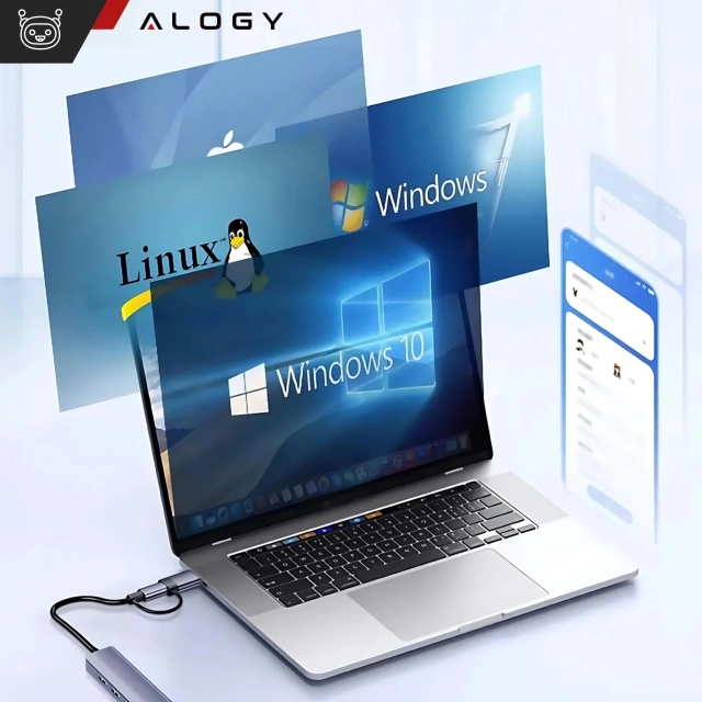 HUB splitter Alogy Adaptér pro počítačový notebook s USB-C na 3x USB-A 2.0 1x USB-A 3.0 šedý