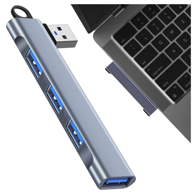 Розгалужувач HUB Alogy Adapter для комп'ютера ноутбука з USB-A на 3x USB-A 2.0 1x USB-A 3.0 сірий