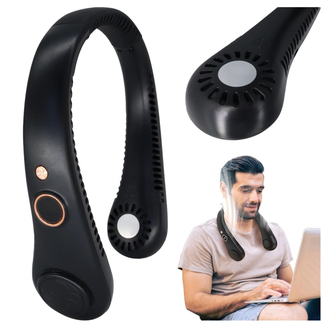 Alogy BreezeNeck™ Neck Fan Mini Air Circulator with Display 1500mAh Black