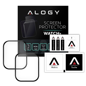 2x Alogy 3D Flexibles Glas für Apple Watch 7 45mm Schwarz