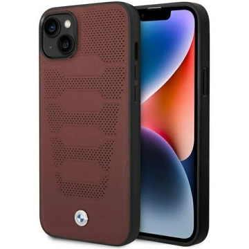 Etui na telefon BMW BMHCP14S22RPSR do Apple iPhone 14 6,1" burgundowy/burgundy Leather Seats Pattern