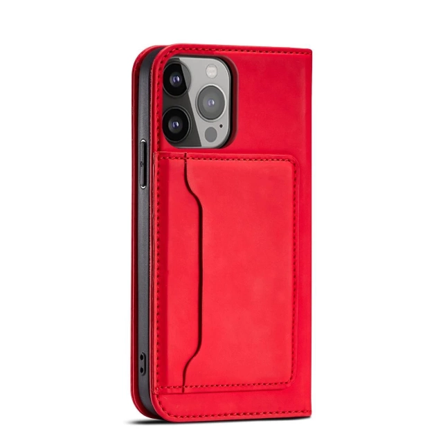 Pouzdro na magnetické karty pro iPhone 13 Pro Max Pouch Card Wallet Card Holder Card Holder Red