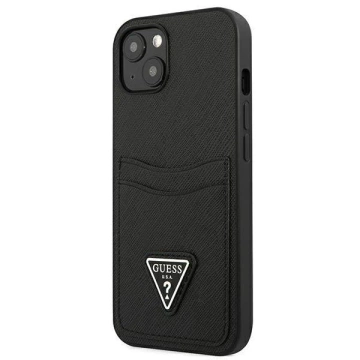 Etui Guess GUHCP13SPSATPK  do Apple iPhone 13 Mini 5,4" czarny/black hardcase SaffianoTriangle Logo Cardslot