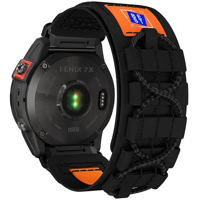 Nylonband für Garmin Fenix 5x / 6x / 7x / Pro / Descent / Tactix / Enduro (26 mm) Alogy Nylonband Schwarz