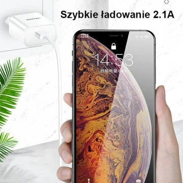 USAMS Wandladegerät 1x USB T18 2.1A (nur Kopf) weiß/weiß Fast Charging CC075TC01