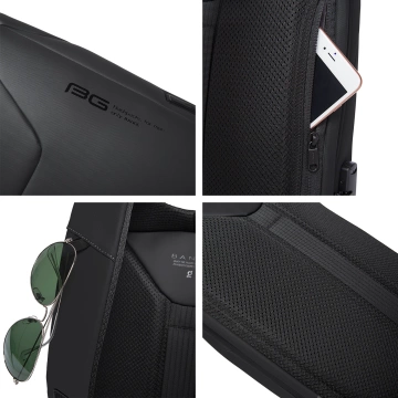 Bange wasserdichter Rucksack für 15,6-Zoll-Laptop, Stadtreisender, 45 x 30 x 16 cm, für Arbeit, Flugzeug, Herren, Damen, mit USB-Anschluss Schwarz