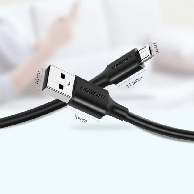 Кабель Ugreen USB - micro USB 2.4 A 480 Мбіт/с 1,5 м чорний (US289 60137)
