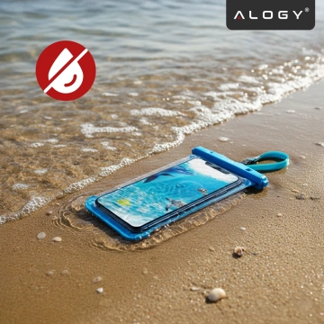 Alogy HydroShield™ Universal IPX8 Waterproof Case for Phones up to 6.5", Waterproof Protection for Beach, Pool, and Kayak, Touchscreen Front and Neck Strap - Blue