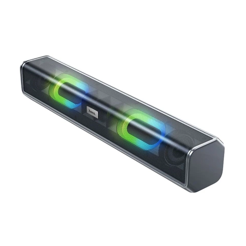 Bluetooth reproduktor HOCO BS49 sivý 2×5W LED RGB AUX USB 2,5h