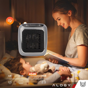 Výkonný mini elektrický ohrievač Farelka ventilátorový ohrievač na zásuvkový kontakt Pilot 800W ohrievač ohrievač EU Alogy šedá