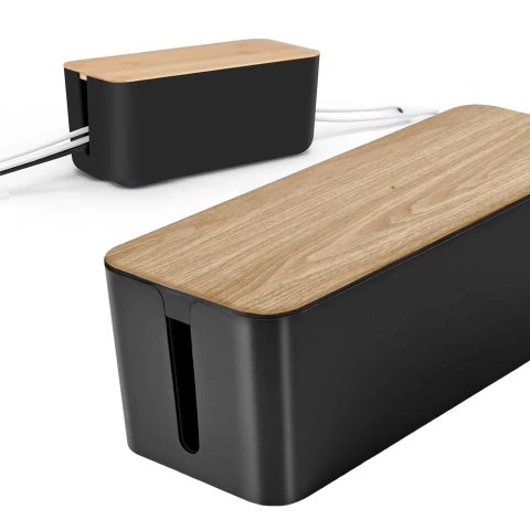 Organizér box na káble lišty box M stolová podlaha Alogy BOX drevo Čierna
