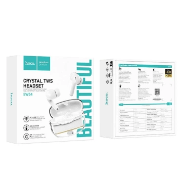 HOCO TWS EW54 Wireless Bluetooth Earphones – White with Charging Case