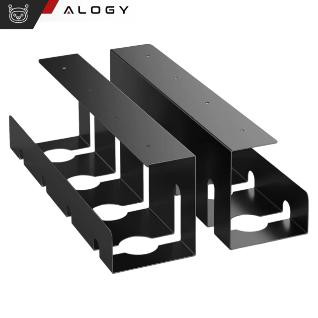 Organizér na káble pod dosku stola, polica na káble, káblové lišty, stolová doska, hliníkový držiak na stôl Alogy 40cm Čierna