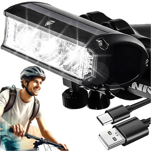 Světlo na kolo přední halogenové LED osvětlení na kolo na řídítka předního kola Mocna 900lm Alogy 610 černá