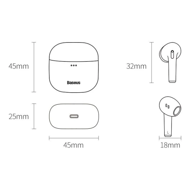 Baseus E8 Wireless Bluetooth 5.0 TWS Ohrhörer Wasserdicht IPX5 Schwarz (NGE8-01)