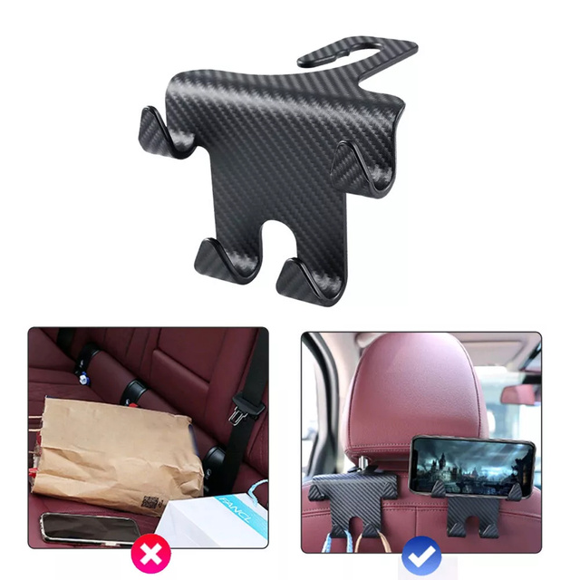 Kleiderbügelhalter, Doppel-Autohaken, 4 in 1, für den Sitz, Kopfstütze, Auto-Organizer, Alogy Car, 1 Stk