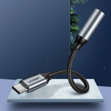 Перехідник Ugreen для навушників 3,5 мм Mini Jack на USB Type C 10 см сірий (30632)
