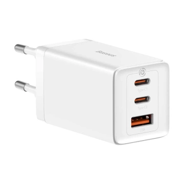 Baseus GaN5 Pro 2xUSB-C USB nástenná nabíjačka, 65W (biela)