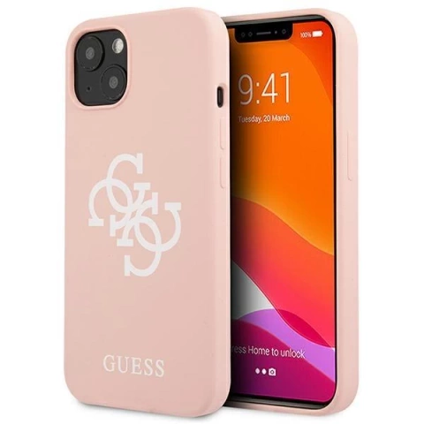 Guess GUHCP13SLS4GWPI iPhone 13 mini 5,4" różowy/ružové pevné puzdro Silikónové 4G logo