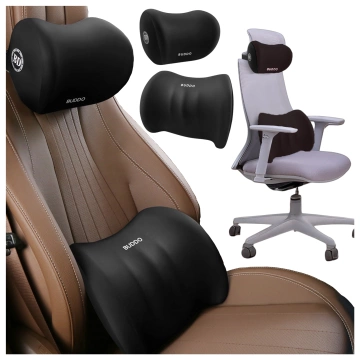 2x Alogy Autokissen Rücken Lendenwirbelsäule Nackenstütze Memory Foam Schwarz