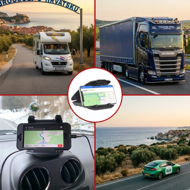 Auto-GPS-Telefonhalter, Cockpit, Auto, Armaturenbrett, Autos, drehbar um 360 Grad, für 6,5-Zoll-Alogy-Telefon, Schwarz