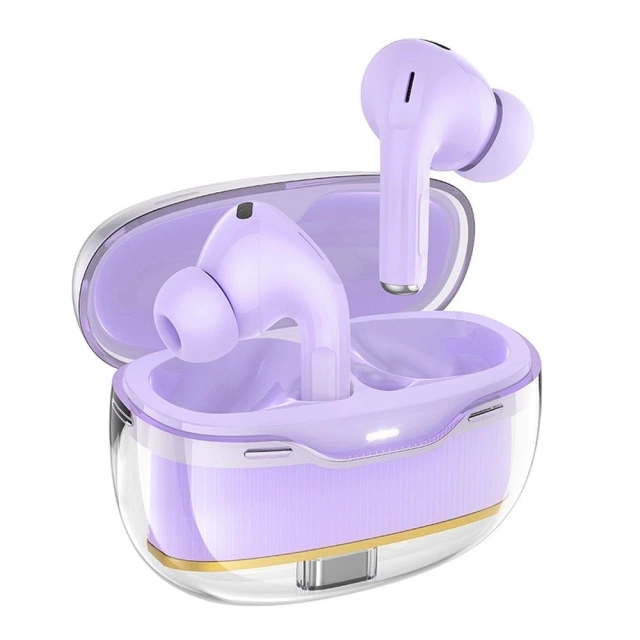 HOCO EW54 TWS Wireless Bluetooth Earphones – Purple with Charging Case