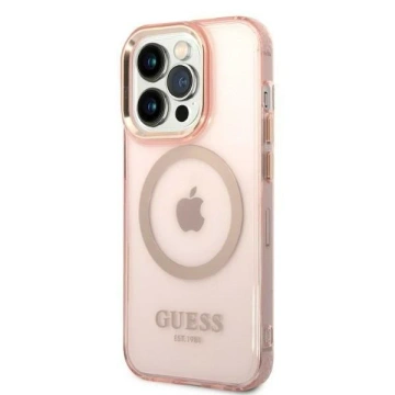 Etui Guess GUHMP14LHTCMP pre Apple iPhone 14 Pro 6,1" ružové/ružové pevné puzdro Gold Outline Translucent MagSafe