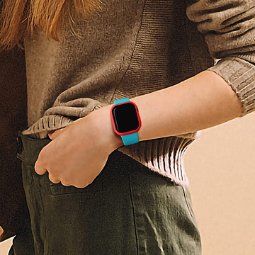 Alogy 2in1 Gehäuse Overlay Glas für Apple Watch 7 41mm Rot