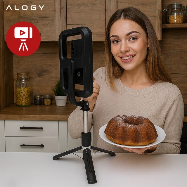 Селфі-палиця Alogy GlowStick™ Pro зі штативом, пультом дистанційного керування та світлодіодним підсвічуванням для фото та відео макіяжу, довжина 132 см, чорна