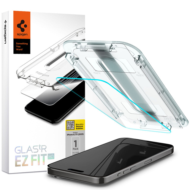 Tempered glass for iPhone 15 Pro Spigen Glas.TR "EZ FIT" Clear
