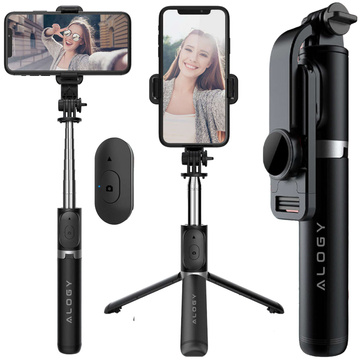 Selfie Stick Alogy Phone Holder Photo Tripod 103cm Bluetooth Remote Control Black