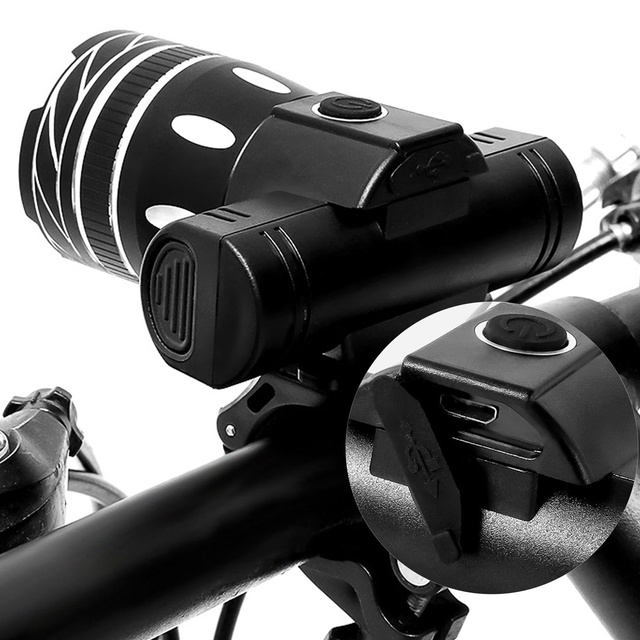 Lampka rowerowa światło przód tył wodoodporna LED CREE XM-L T6 USB zestaw przednia tylna światełko