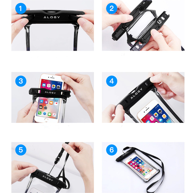 Alogy x2 waterproof case waterproof universal IPX8 to 6.5 Black