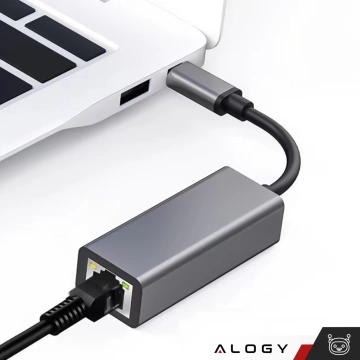 Adaptér USB-C na Ethernet Alogický adaptér LAN RJ45 GIGABIT 1000 MBPS čierny