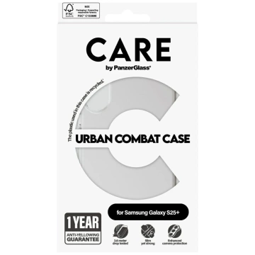 Samsung Galaxy S25 CARE by PanzerGlass Flagship Urban Combat White QI Transparent Case