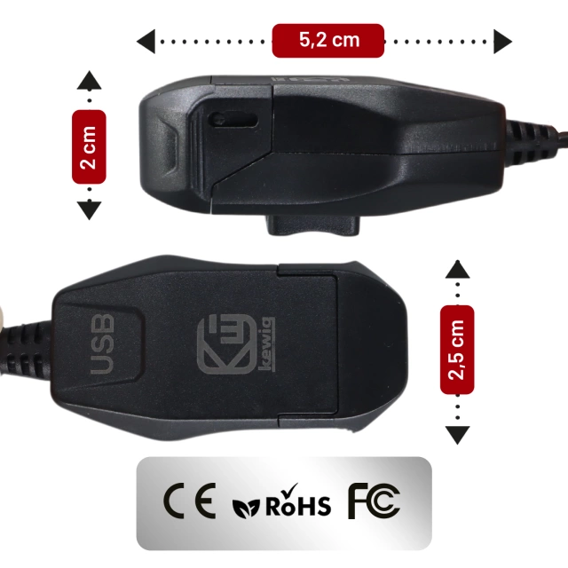 Kewig USB-A Motorcycle Charger 18W, QC Fast Charging, Waterproof IP65 with On/Off Switch and LED Backlight, Handlebar Mount, for Phone, Camera, Intercom – Black