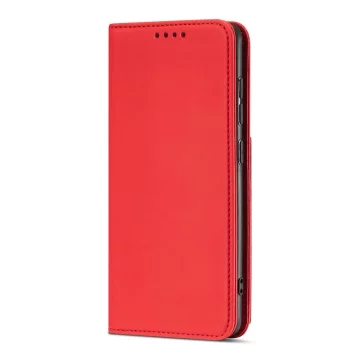 Magnet Card Case etui do Samsung Galaxy A12 5G pokrowiec portfel na karty kartę podstawka czerwony