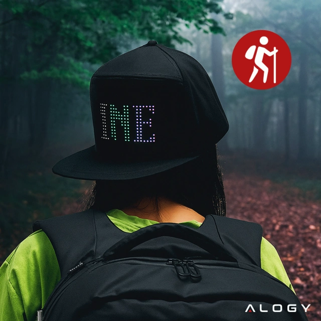 Alogy PixelCap™ LED Baseball Cap with RGB LED Lighting, Bluetooth Pixels, Mobile Phone Controlled, Pixel App, Black