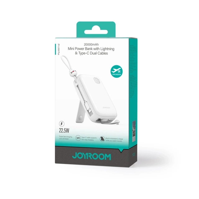 Зовнішній акумулятор Joyroom JR-L008 Plus 22.5W 20000mAh з підставкою Білий