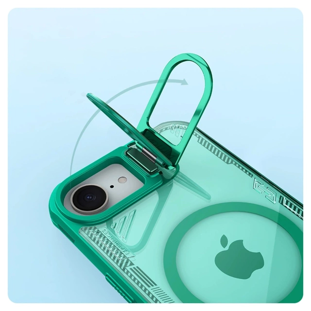 Puzdro Nillkin Iceblade MagSafe pre iPhone 16e so zeleným stojanom