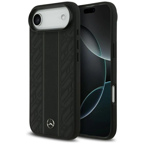 Etui do iPhone 17 Air Mercedes-Benz Leather Laurel Leaves MagSafe Black