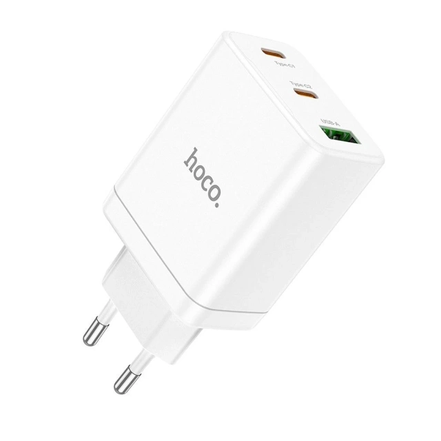 HOCO 2 x USB typ C USB A PD QC3.0 3A 35W nástěnná nabíječka bílá