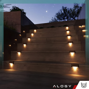 LED solar garden lamp, set x8, for terrace, balcony, stairs, balustrade, with dusk sensor, AAA battery, black