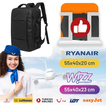 Cestovní batoh Bange BackPack business rozšiřitelný batoh Prostorná taška na 17,3" notebook s USB portem Černá