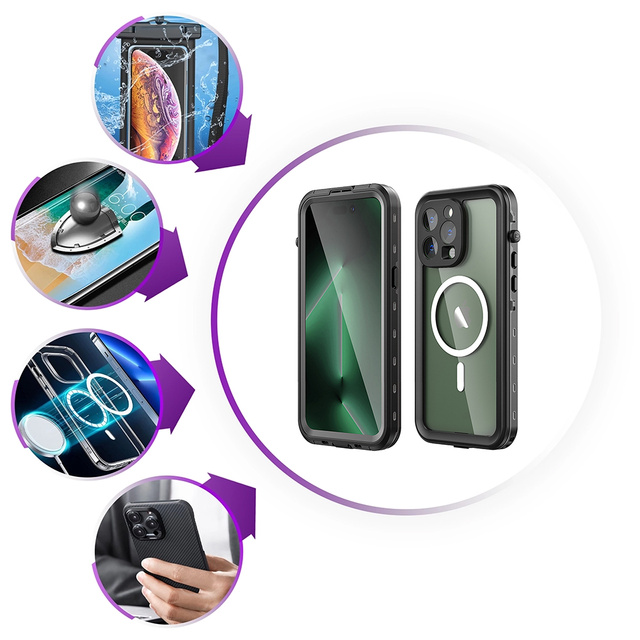 Alogy Waterproof Case IP68 Case s Clear Back 360 Armor Case pro MagSafe pro Apple iPhone 14 Pro