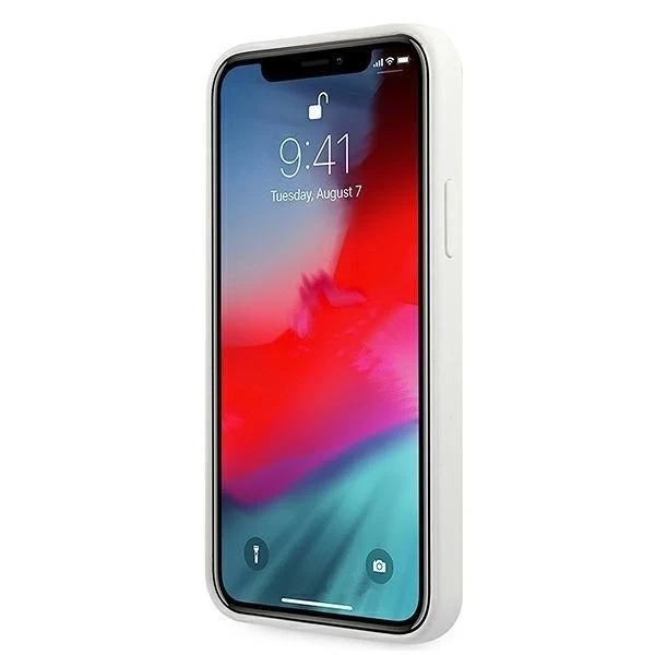 Guess GUHCP12SLSLMGWH iPhone 12 mini 5,4" biele/biele pevné puzdro Metal Logo Script