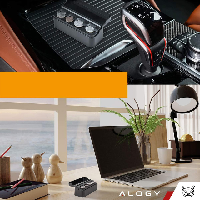 Coin Box Coin Holder Wallet Organizer Storage Box for Small Coins for Car Cars Offices Home Box Alogy Black