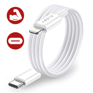 Alogy schnelles USB-C PD 20 W Wandladegerät Lightning-Kabel 1 m Weiß