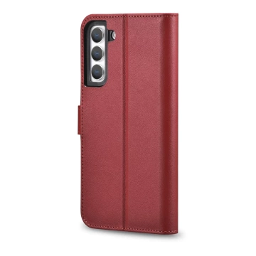 Kožené pouzdro na peněženku iCarer Haitang Kožené pouzdro pro Samsung Galaxy S22 (S22 Plus) Kryt pouzdra na peněženku červený (AKSM05RD)